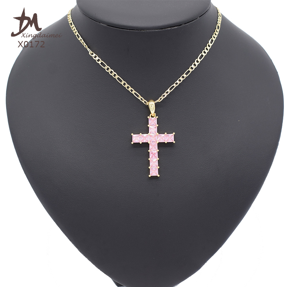 【High quality】【cross pendant】【18K刻印有り】 Wholesale High Quality Cross Zircon Pendant 18K Gold Plated
