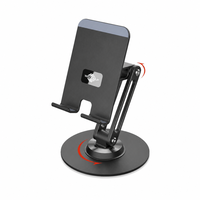 Support de bureau télescopique pliable en alliage d'aluminium personnalisé, réglable en hauteur, rotatif à 360°, antidérapant, pour téléphone et tablette