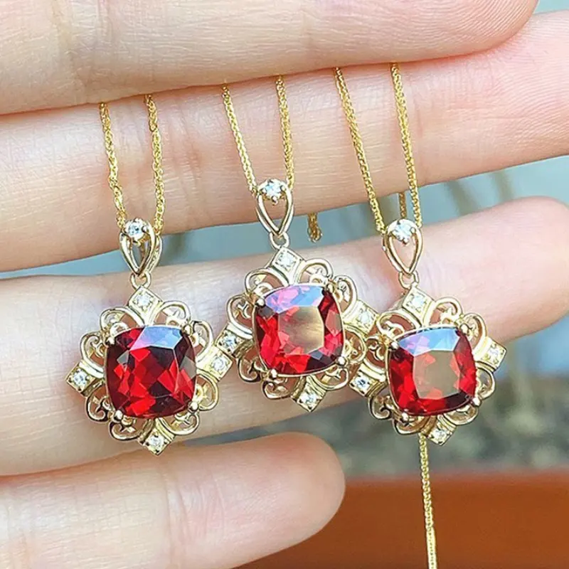 CAOSHI 18K позолоченное уникальное ожерелье с рубиновым драгоценным камнем для женщин Повседневное винтажное ожерелье