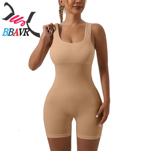 NEW Custom One Piece Yoga <b>Jumpsuit</b> Seamless Bodycon for Women Workout Ribbed Shorts Rompers Sleeveless Activewear <b>Jumpsuit</b> - Product Image 3