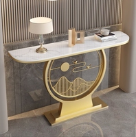 Nouvelle table d'entrée murale minimaliste de style chinois postmoderne en pierre, table décorative de luxe légère pour couloir