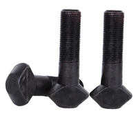 Boulon à tête hexagonale de qualité industrielle en acier au carbone, oxyde noir, M16 à M30, filetage partiel pour fixation de tambour de sécheur rotatif et de pivot