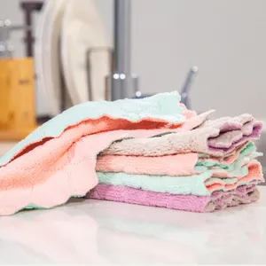 Toalha colorida de microfibra, roupas de limpeza de cozinha