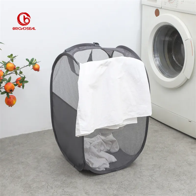Handy Laundry Mesh Popup Hamper Foldable Lightweight Basket for Washing