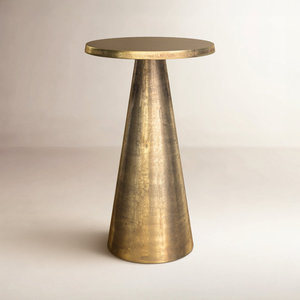 Luxury Round Aluminum Pedestal <b>Side</b> <b>Table</b> | Modern <b>Gold</b> Accent End <b>Table</b> for Living Room Patio & Bedroom Bulk Price Collection - Product Image 1