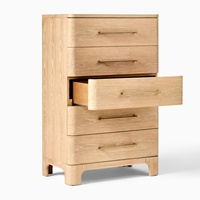Cómoda de Madera de Diseño de Lujo con 5 Cajones, Cajonera Hecha a Mano en Madera de Roble