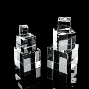 高品质定制透明K9水晶立方体3d激光空白水晶立方体