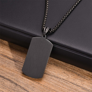 Hombres grabado de acero inoxidable escalador grieta etiqueta collar Punk Zirconia perro etiqueta colgante collar para regalo de recuerdo - Product Image 6