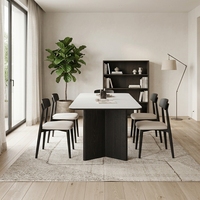 Ensemble de table à manger moderne en bois et marbre de style nordique avec 6 chaises pour salle à manger, restaurant, bar à domicile, appartement, meubles