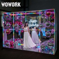 WOWORK Appareil photo film métallique facile à assembler Boîte de cabine photo miroir à LED RVB Cadre cubique avec lumières lettres scintillantes Photographie