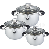 Vente en gros de casseroles antiadhésives Ensembles de casseroles et poêles Batterie de cuisine Marmites à soupe en acier inoxydable avec couvercle en verre