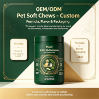 Pevet 8-en-1 Multivitamines à croquer pour animaux de spectacle : Soutient la peau, le pelage, les articulations, le cœur, la digestion, les voies urinaires, la vision et la santé bucco-dentaire - Vente en gros