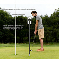 Support magnétique pour téléphone portable en alliage d'aluminium avec tige à pointe pour fixation au sol, perche à selfie à dégagement rapide pour prise de vue vidéo extérieure, noir, Golf