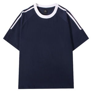 <span class=keywords><strong>Camiseta</strong></span> de Manga Corta para Hombre, Diseño <span class=keywords><strong>a</strong></span> Rayas de Color en Contraste, 230g, Algodón, Estilo Clásico de Tres Rayas, Holgada y Cómoda, Nueva Colección Verano 2026 - Product Image 1