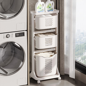 Carrello portaoggetti multi-strato mobile per <span class=keywords><strong>bagno</strong></span> e lavanderia, cesto per la biancheria, organizer per il lavaggio - Product Image 2