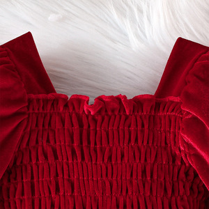 Gaun Natal Musim Gugur Eropa dan Amerika Terbaru 2025, Atasan dengan Ikat Kabel, Lengan Gelembung, Sambungan Jaring, Gaun Anak Perempuan - Product Image 4