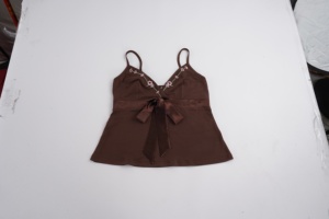 Débardeur Cami Babydoll brodé floral pour femme, avec nœud sur le devant, sans manches, style décontracté Y2K, pour l'été - Product Image 6