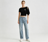 Atasan Wanita Putih Asimetris Off-Shoulder Slim Fit 2026 dengan Detail Ikat dan Potongan Bahu, Modern Fit, 100% Katun Ramah Lingkungan dan Bernapas