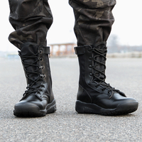 Bottes tactiques noires mi-mollet pour l'entraînement CQB avec fermeture éclair