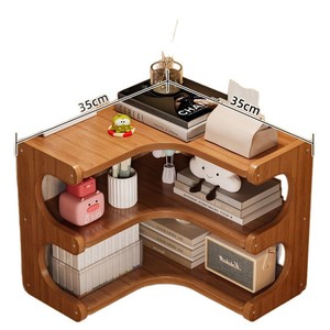 3 Tier <b>Corner</b> Desk Shelf Brown Standing Office Organizer <b>Storage</b> Rack For Books And Electronics - Product Image 2