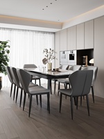 Ensemble table et chaises en pierre rétractables et pliables de style nordique, table à manger rectangulaire moderne et minimaliste