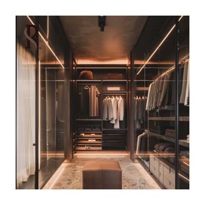 Armadio da camera da letto americano personalizzato di alta classe Rising Rady installazione in legno massiccio vetro compensato moderno indipendente - Product Image 2