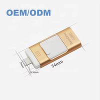 Clé USB OTG 3-en-1 en métal, prise en charge USB 2.0, cryptage, logo personnalisé, multi-interface, clé mémoire pour téléphone et PC, disque U