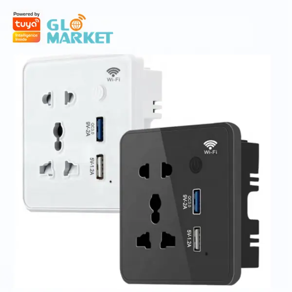 Glomarket Smart Home Tuya 13A Outlet Wifi Smart Universal Power Wall Socket With USB Grass Panel Smart Socket For Smart Home