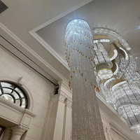 Lustre en cristal à longues brins, luminaire suspendu vertical personnalisé pour villa, escalier, plafond haut, hall d'hôtel