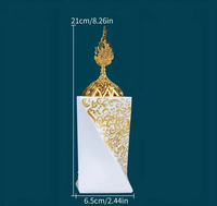 Brûleur d'encens en forme d'heureglas torsadé, calligraphie arabe dorée, brûleur d'encens en métal avec couvercle en filigrane doré, décoration de table islamique pour la maison