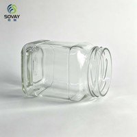 Pot en verre transparent à large ouverture, carré et droit, de 700 ml, avec filetage, pour la mise en conserve, la fermentation et la conservation des aliments