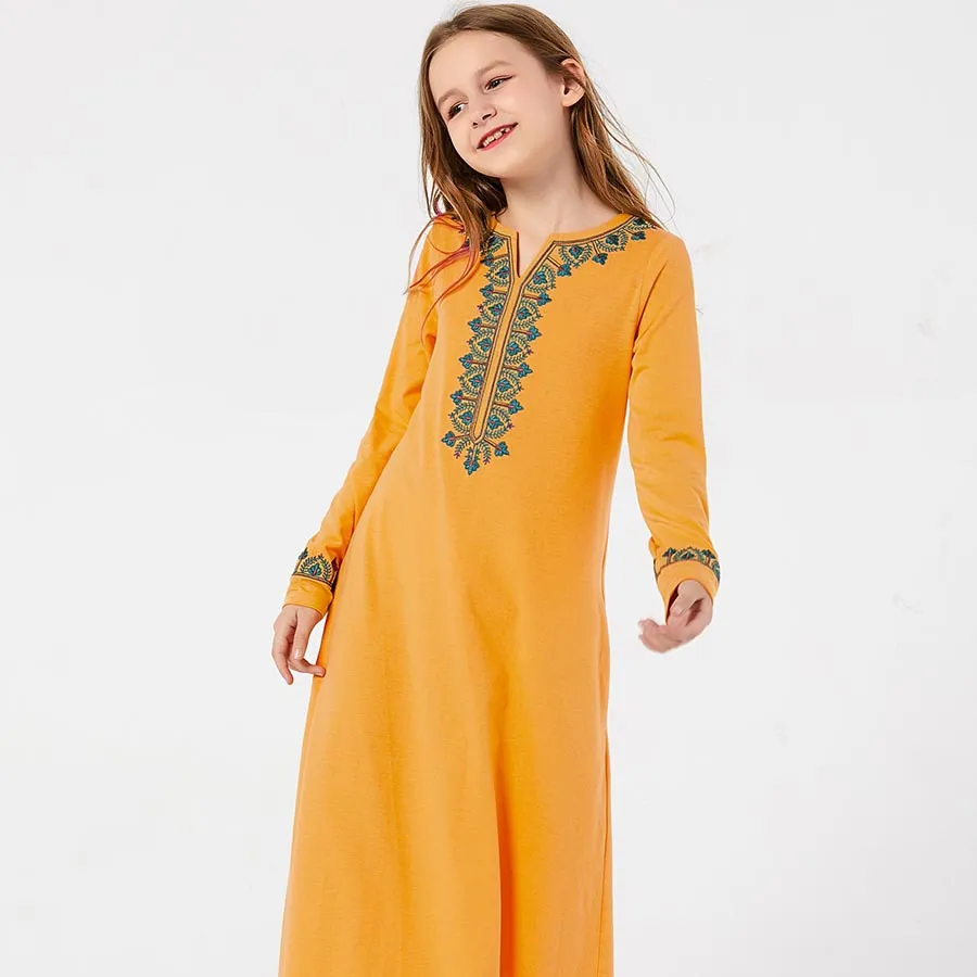 A-lijn Vestido Kaftan Abaya Meisjes Jurk Marokkaanse Kinderen Kids Islamitische Moslim Jurken