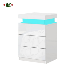 Mesita de <span class=keywords><strong>noche</strong></span> de 3 cajones brillante UV Lacquer con luz RGB - Product Image 3