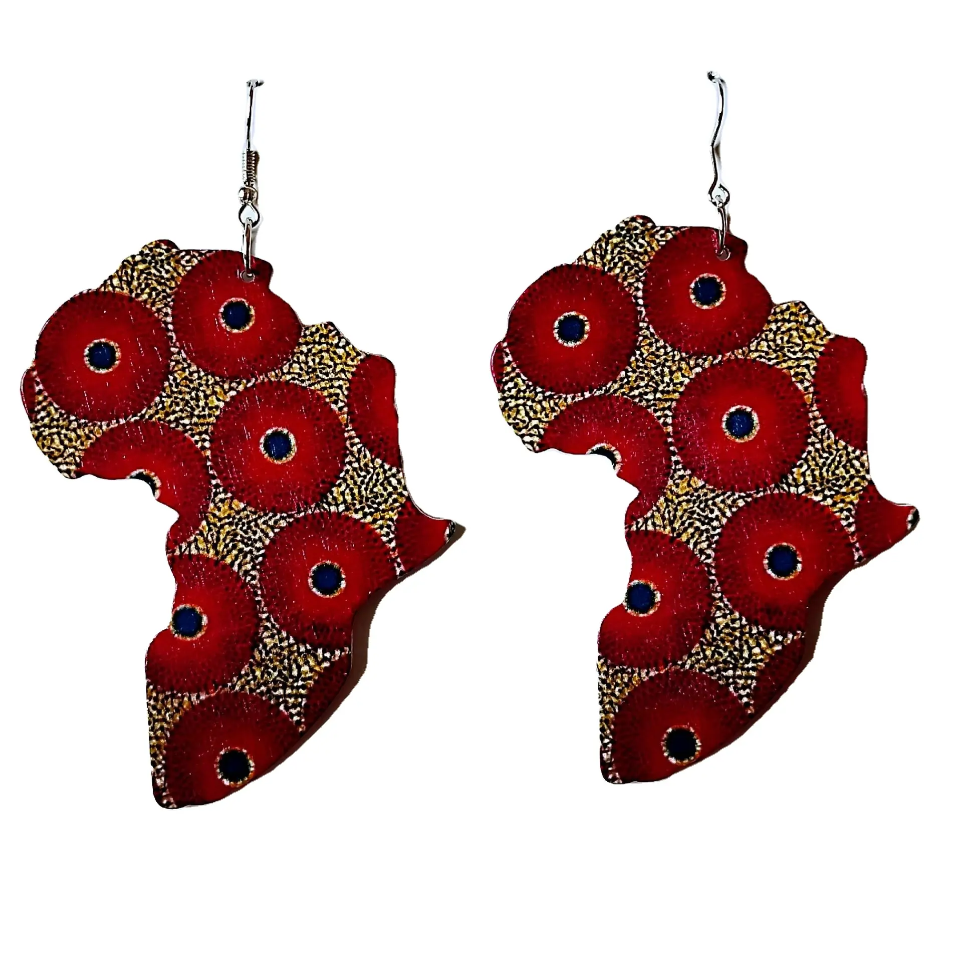 Abartılı afrika Afro harita küpe düşük adedi kadın kızlar çinko alaşım Trendy ahşap takı ahşap takı çok gümüş kaplama W018