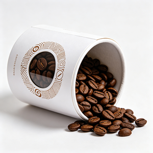 Custom Printed Round Paper Cylinder Tube With Clear <b>Window</b> Durable Box For Coffee Bean Commercial Packing - Product Image 2