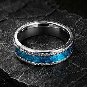 Anillo de Boda y Compromiso Unisex JLM al por Mayor, de Acero Inoxidable Plateado con Titanio, Diseño Vintage Celta de Dragón y Borde de Cuerda, Banda de Eternidad - Product Image 4