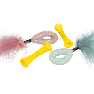 Set di tubi da 15 cm, giocattoli per gatti in rete colorata con piume per divertirsi durante il gioco - Product Image 6