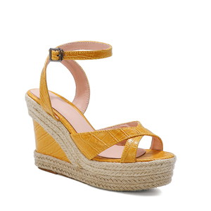 Sandales d'été à talons compensés pour <span class=keywords><strong>femme</strong></span>, Espadrilles en Crocodile bon marché, avec lanière bride à la cheville, vente en gros, 2021 - Product Image 3