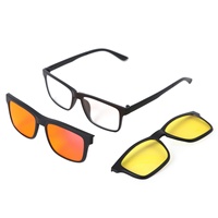 Clip para Gafas con Protección Ocular y Mejora del Sueño, Magnético, TR90, Uso Nocturno, Color Ámbar Naranja, Clip Diurno Amarillo, Anti Luz Azul, 2 Clips