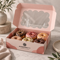 Boîte à pâtisserie en papier pour beignets, avec logo personnalisé, qualité alimentaire, avec fenêtre, pour pâtisserie, biscuits, desserts, gâteaux