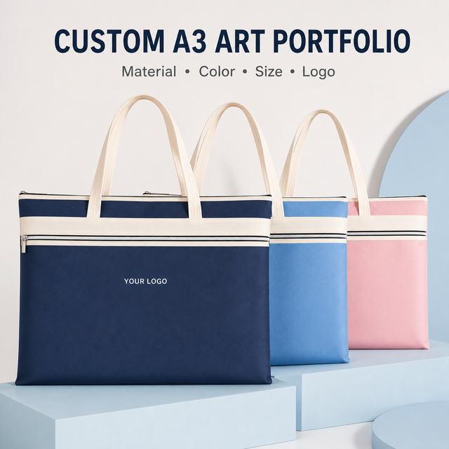 Custom Logo A3 Double Layer Art Portfolio Bag Large Capacity Waterproof Drawing Board Carrying Case for Students Artists