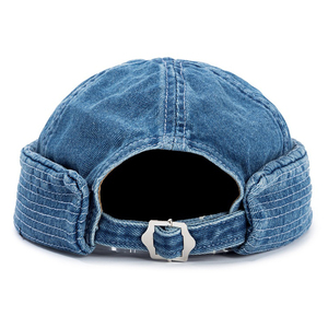 Demin Retro Algodón Sin Visera Hombres y Mujeres Brimless Cowboy Rolled Cuff Harbour No Brim Caps Sombreros Docker Cap - Product Image 3