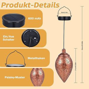 Xinhuiyuan <b>Solar</b> <b>Lantern</b> Paisley Pattern <b>Hanging</b> Outdoor Waterproof Led Landscape Lamp Garden Decoration - Product Image 4