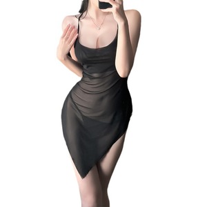 Robe moulante sexy en satin sans manches, vêtements de nuit pour femmes, chemise de nuit 8094 - Product Image 5