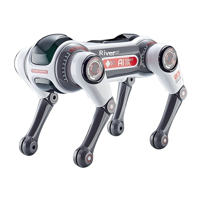 Intelligent AI Stunt Robot Dog Plastic Electric Remote Controller Voice Exchange Programming Instruction Lighting Toy Children's