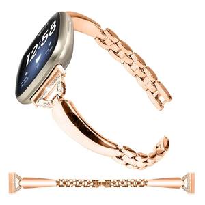 Correa de Metal para Reloj, Correa de Acero Inoxidable con Diamantes para <span class=keywords><strong>Fitbit</strong></span> <span class=keywords><strong>Versa</strong></span> 3/4, para <span class=keywords><strong>Fitbit</strong></span> Sense <span class=keywords><strong>2</strong></span>, Correa de Reloj de Lujo con Hebilla Plegable - Product Image 3
