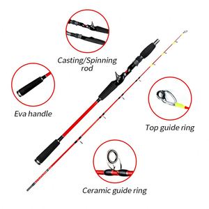 <span class=keywords><strong>Canne</strong></span> à pêche en carbone EVA à poignée économique pour la pêche en mer, la pêche au jigging et la pêche au spinning, couleur rouge, pour la pêche au bar et au poisson-bonefish - Product Image 4