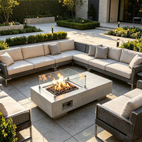 Table de café à foyer au gaz avec certification CE pour la décoration de jardin, table de feu moderne très vendue, chauffage extérieur protégé contre le vent