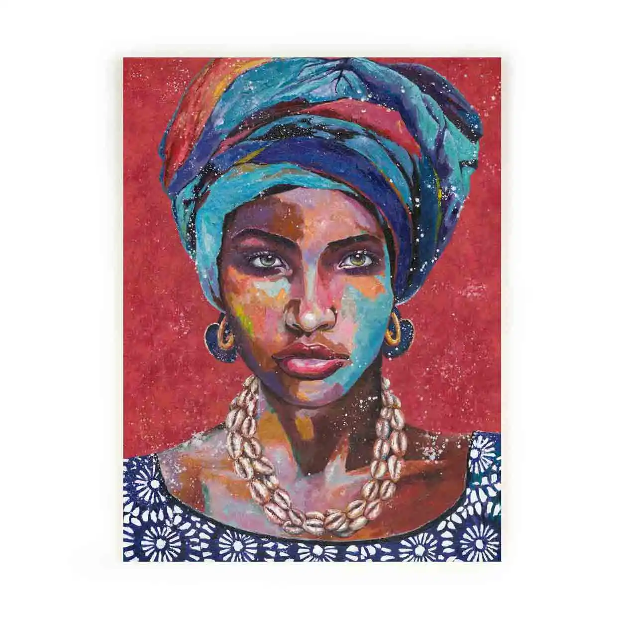 Hot Sale Modern Art African Lady Canvas Print Painting Black Woman Portrait Painting Room Decorative Wall Picture Fine Art