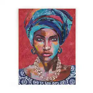 Sıcak satış Modern sanat afrika Lady tuval baskı boyama siyah kadın portre boyama odası dekoratif duvar resim güzel sanatlar